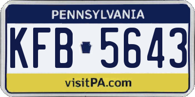 PA license plate KFB5643
