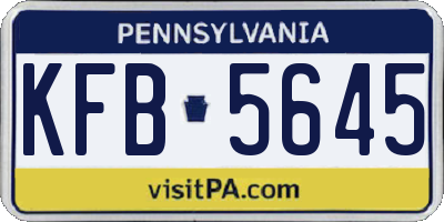 PA license plate KFB5645