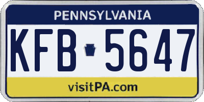 PA license plate KFB5647