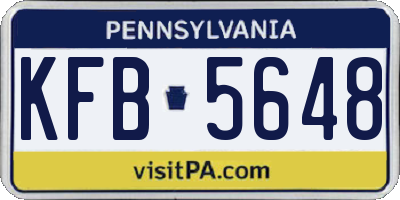PA license plate KFB5648