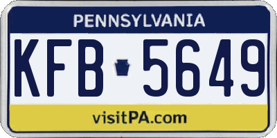 PA license plate KFB5649