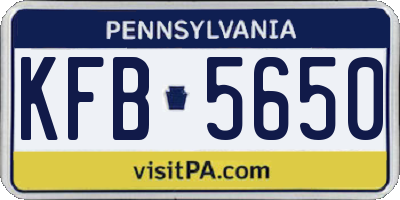 PA license plate KFB5650