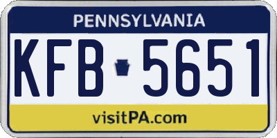 PA license plate KFB5651
