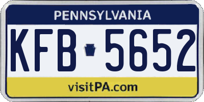 PA license plate KFB5652