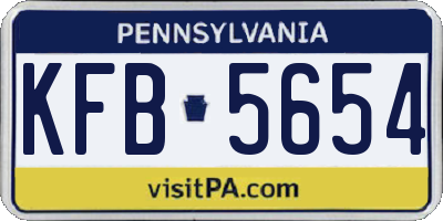 PA license plate KFB5654