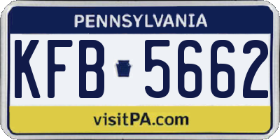 PA license plate KFB5662