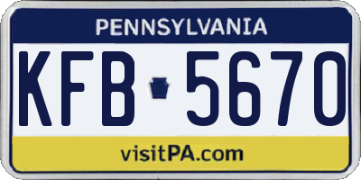 PA license plate KFB5670