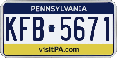 PA license plate KFB5671