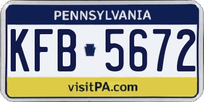 PA license plate KFB5672