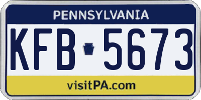 PA license plate KFB5673