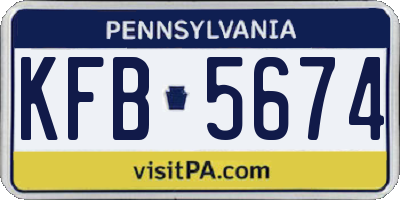 PA license plate KFB5674