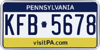 PA license plate KFB5678