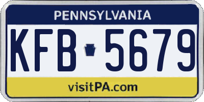 PA license plate KFB5679