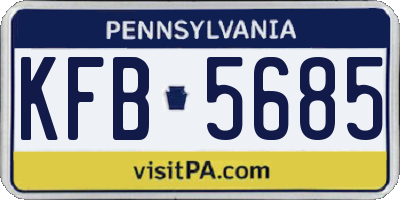 PA license plate KFB5685