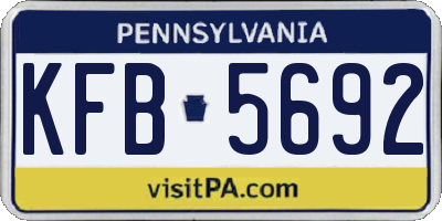 PA license plate KFB5692