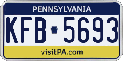 PA license plate KFB5693