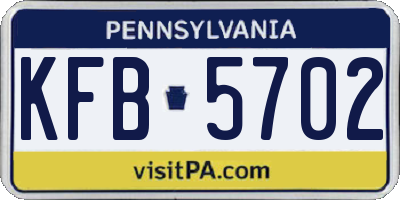 PA license plate KFB5702