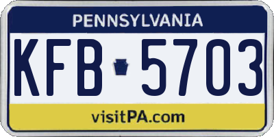 PA license plate KFB5703
