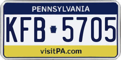 PA license plate KFB5705