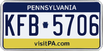 PA license plate KFB5706
