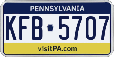 PA license plate KFB5707