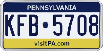 PA license plate KFB5708