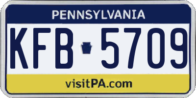 PA license plate KFB5709