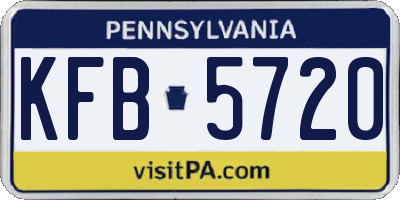 PA license plate KFB5720