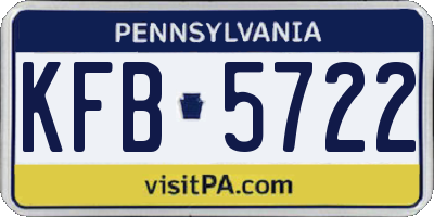 PA license plate KFB5722