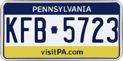 PA license plate KFB5723