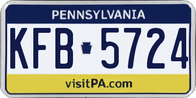 PA license plate KFB5724