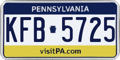 PA license plate KFB5725