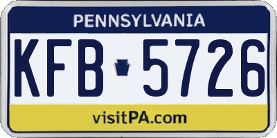 PA license plate KFB5726