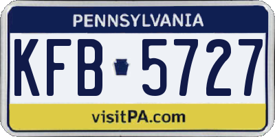 PA license plate KFB5727