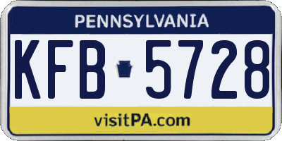PA license plate KFB5728