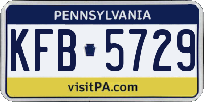 PA license plate KFB5729