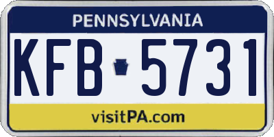 PA license plate KFB5731