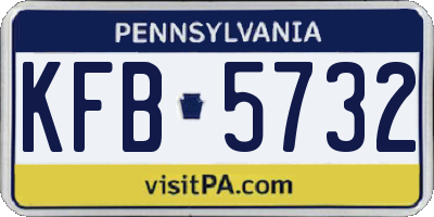 PA license plate KFB5732