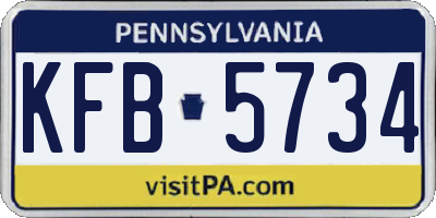 PA license plate KFB5734