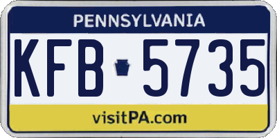 PA license plate KFB5735