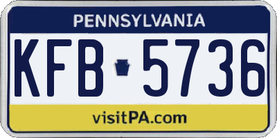 PA license plate KFB5736