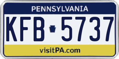PA license plate KFB5737