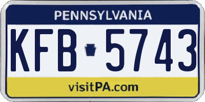 PA license plate KFB5743