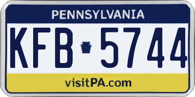 PA license plate KFB5744