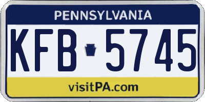 PA license plate KFB5745