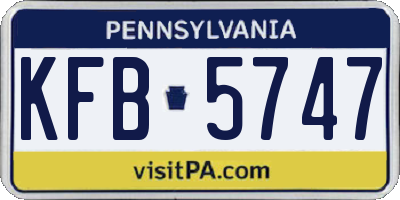 PA license plate KFB5747