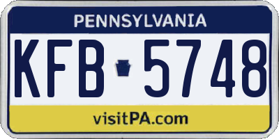 PA license plate KFB5748