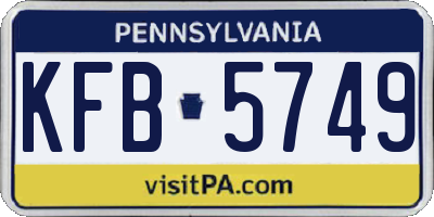 PA license plate KFB5749