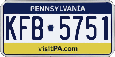 PA license plate KFB5751