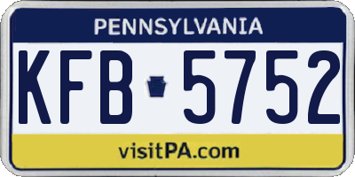 PA license plate KFB5752